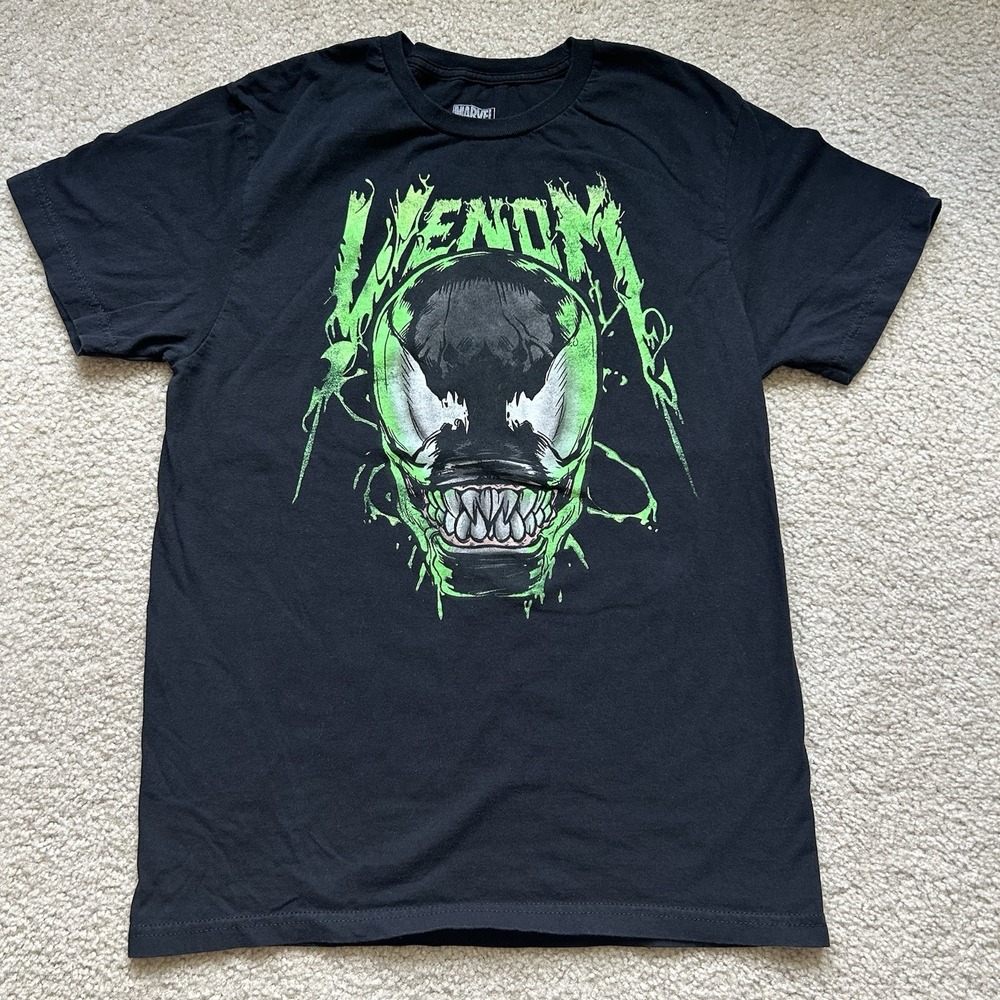 Marvel Comics Venom T-Shirt Sz Small Graphic Black Green Short Sleeve
